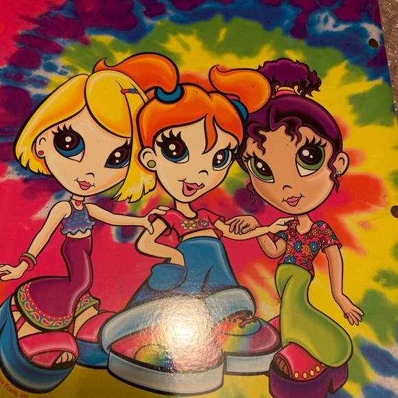 this is a vintage lisa Frank Vintage rare 1990 3 GIRL POWER 2 pocket folder W/NB - Picture 11 of 11